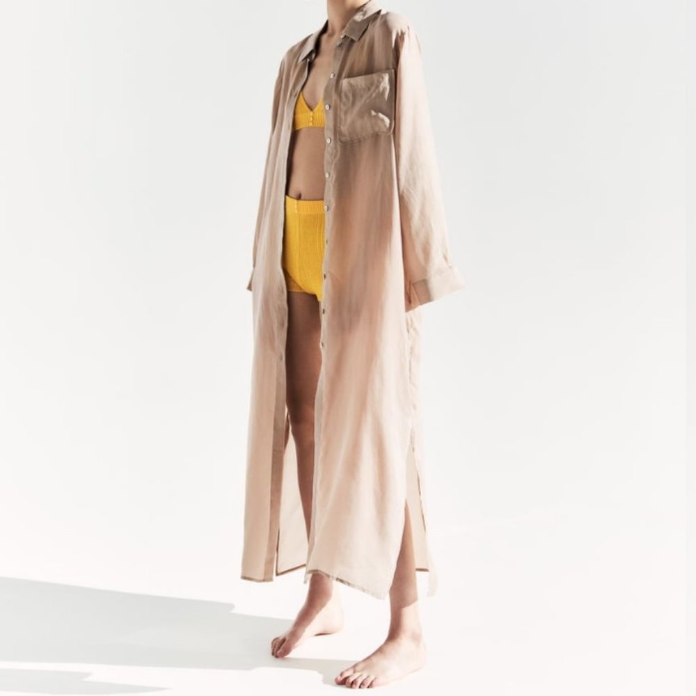 ZARA Taupe Swimsuit Coverup Duster